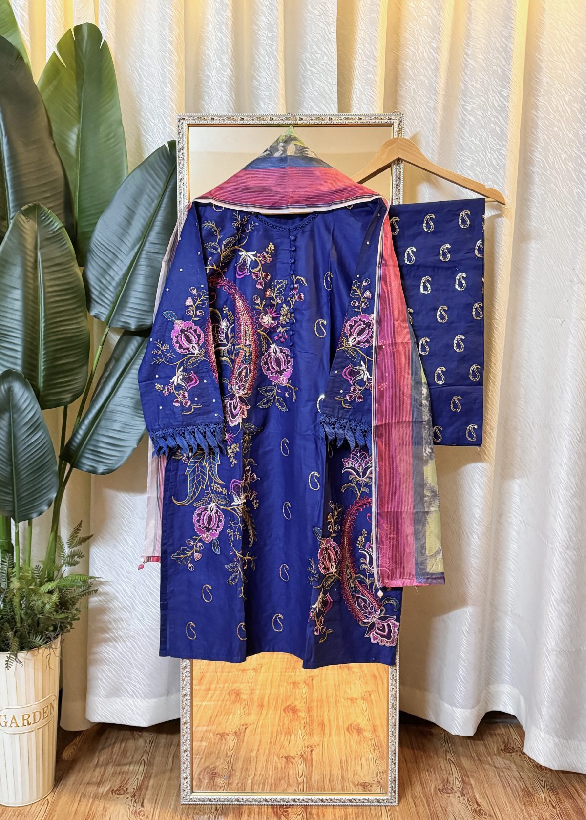Pakistani Brand “KHADI” inspired Stitched cotton 3 piece kamiz Set k-4160