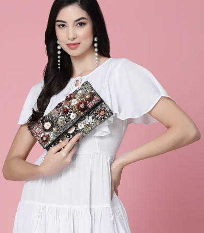 Ghoomar Floral Embellished Canvas Sling Bag