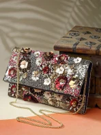 Ghoomar Floral Embellished Canvas Sling Bag - Image 2
