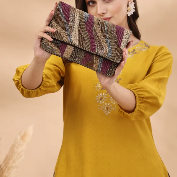 Kooky Abstract Embellished Satin Sling Bag