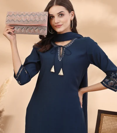 Kooky Chevron Embellished Cotton Canvas Sling Bag