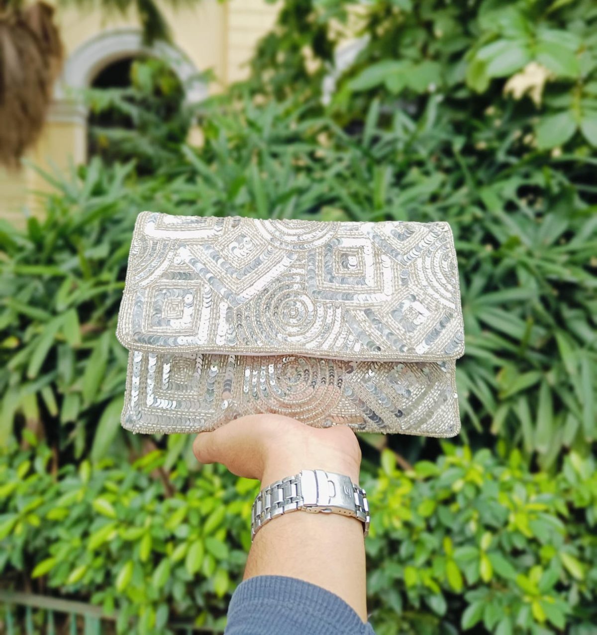 Kooky Spectrum Embellished Satin Sling Bag - Image 5